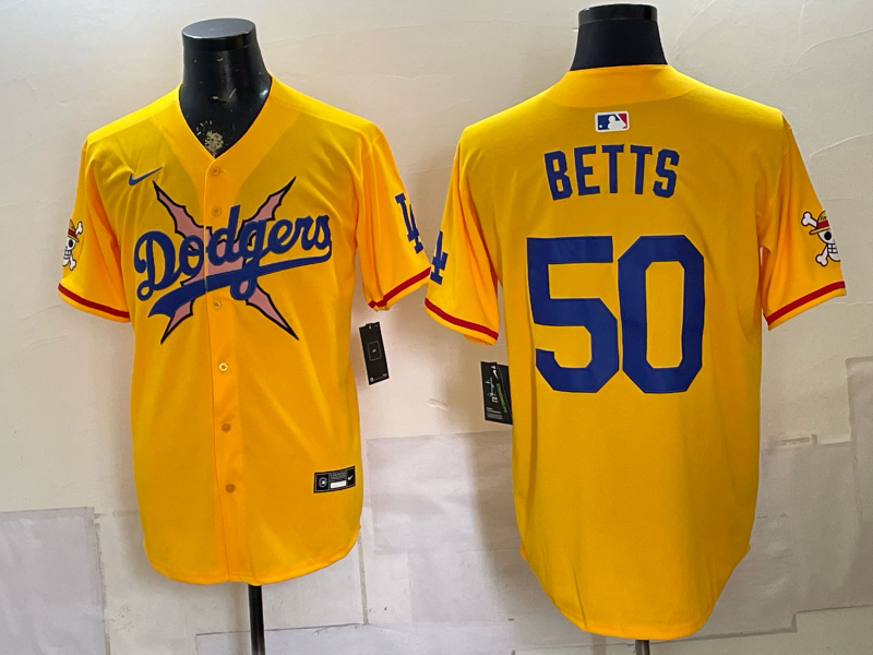 men Los Angeles Dodgers #50 Betts yellow Game 2026 Nike MLB Jersey 0716001